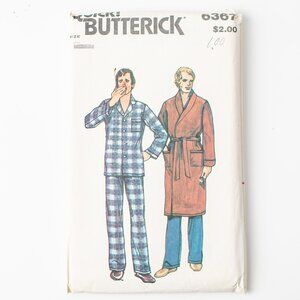 Butterick 6367 Vintage Men’s Pajamas & Robe Sewing Pattern Medium